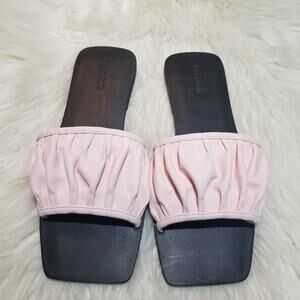 Open Edit Brynn Blush Pink Square Toe Slide Flat Sandals NWOT Size 8